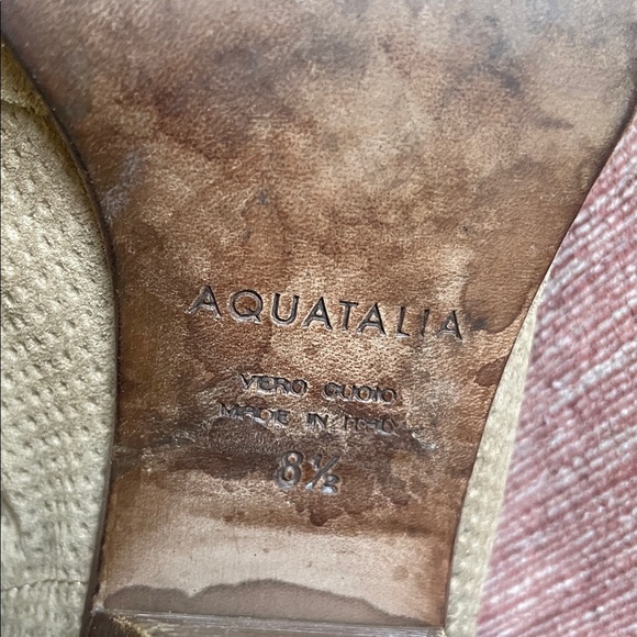 Aquatalia Perforated Tan Fall Brown Ankle Boots With Chunky Heel - Picture 12 of 15